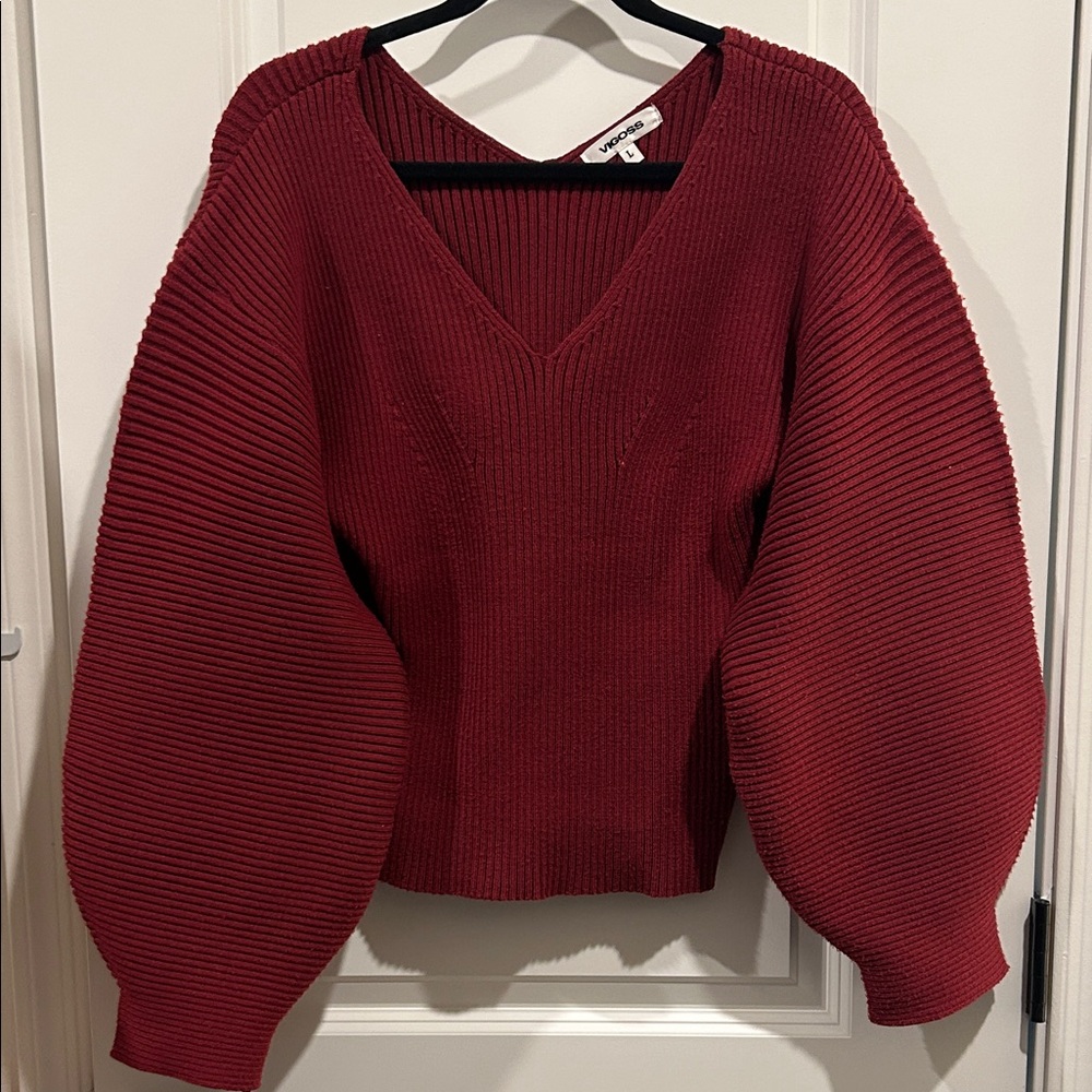 Vigoss Deep Red V-Neck Sweater